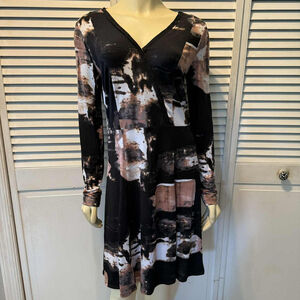 Women's Simply Vera Vera Wang Dress Black/Tan Print Size M